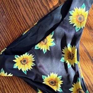 SHEIN Black Bikini Bottoms with Yellow Sunflower Print